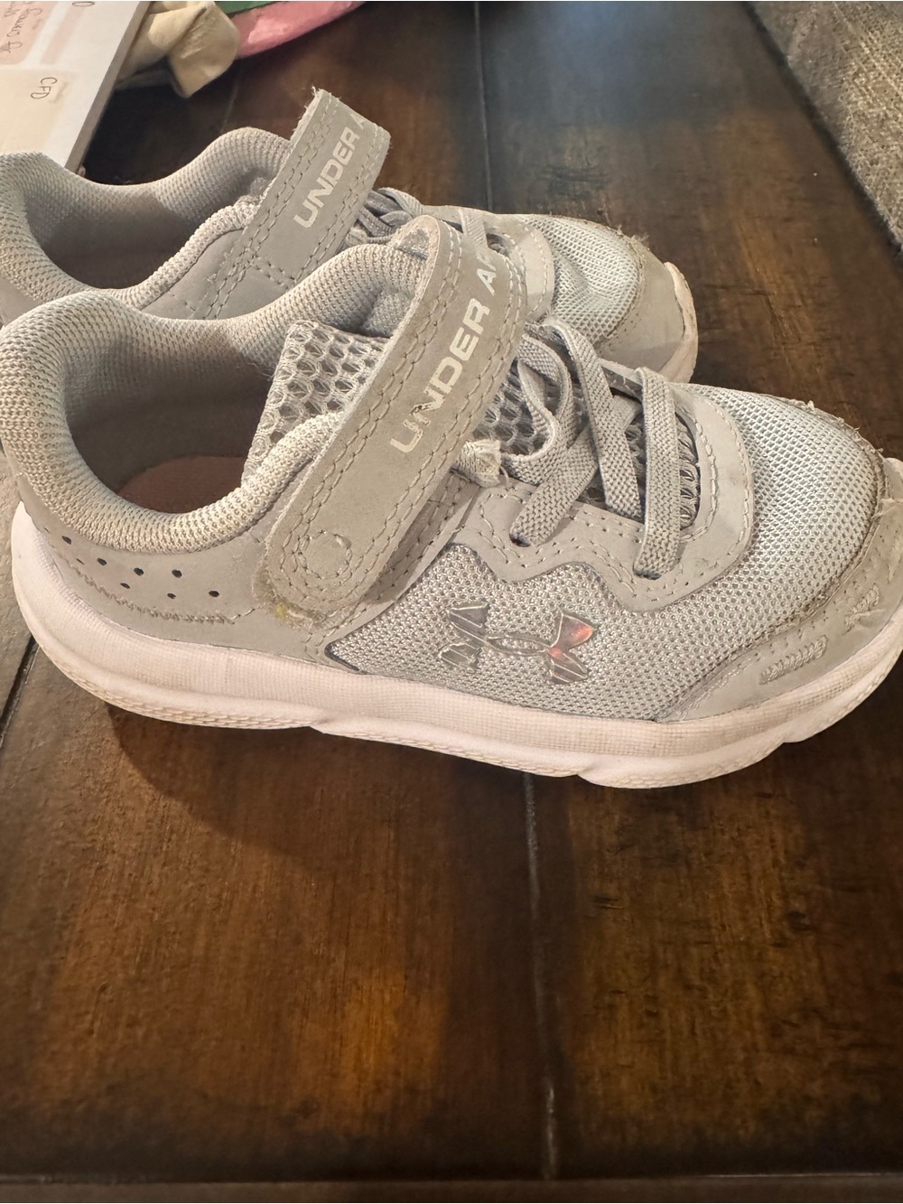 Under Armour Kids' Light Gray Velcro Athletic Sneakers